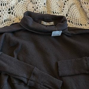 Brown free people cropped turtle neck